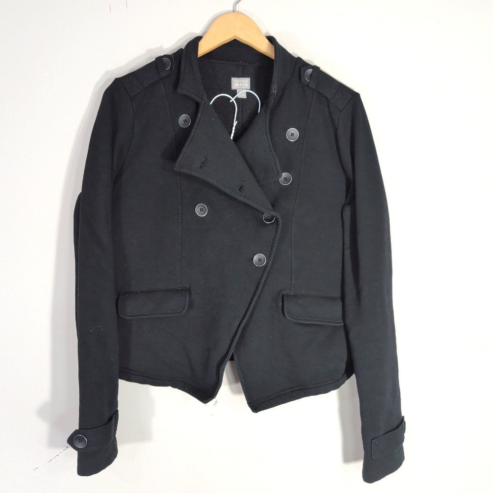 Converse One Star Black Pea Coat; Double Breasted Fleece Knit